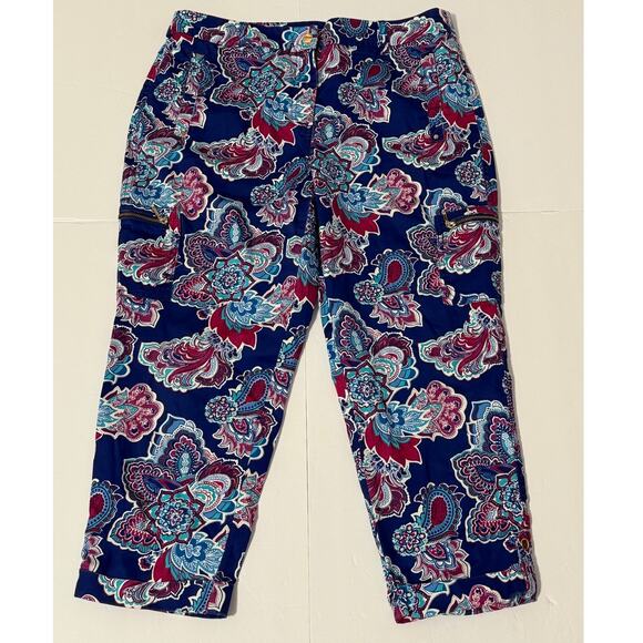 Chico's Luxe Floral Print Utility Cropped Pants, Size 1P - Picture 2 of 7